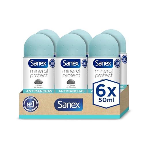 31% DESCUENTO Sanex Mineral Protect, Desodorante Hombre o Mujer, Desodorante Roll on, Anti Manchas Blancas, Pack 6 Uds x 50ml