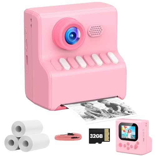 75% DESCUENTO Camara de Fotos Instantaneas Niños: HODDRCCN 40MP Camara Fotos Infantil Instantanea Rosa   Incluye Tarjeta de 32G y Correa Portátil   Juguete Regalo Navideño de Cumpleaños para Niñas de 3 a 14 Años