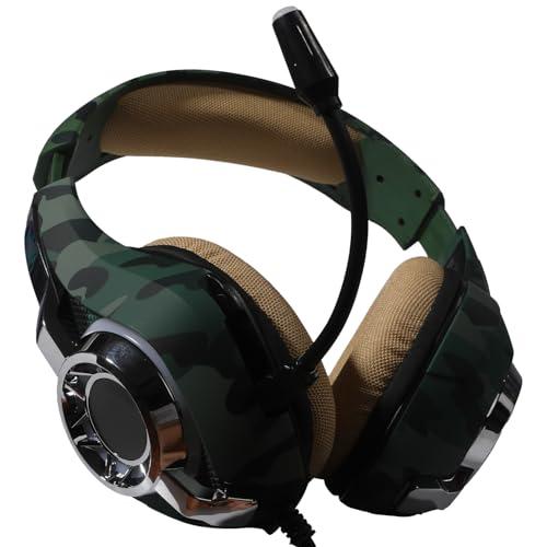 OFERTÓN SUPREMO 67% DESCUENTO Cascos Gaming con Sonido Envolvente 3D y Drivers de 50 mm, 3.5 mm Auriculares Gaming con Micrófono Flexible y Luz RGB Fría