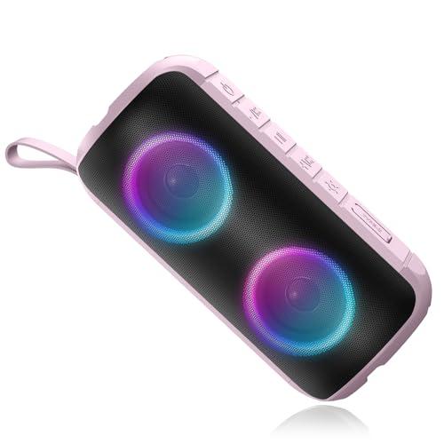 Altavoz Bluetooth Potente 24W, Altavoz Portatil Bluetooth 5.3 con Refuerzo del Bass, Impermeable IPX6, 7 Cambios RGB, 12H Reproducción Bluetooth Speaker con Emparejamiento TWS, Ideal para Exteriores