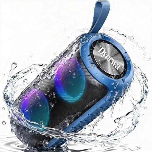 Altavoz Bluetooth Potente 24W, Altavoz Portatil Bluetooth 5.3 con Refuerzo del Bass, Impermeable IPX6, 7 Cambios RGB, 12H Reproducción Bluetooth Speaker con Emparejamiento TWS, Ideal para Exteriores
