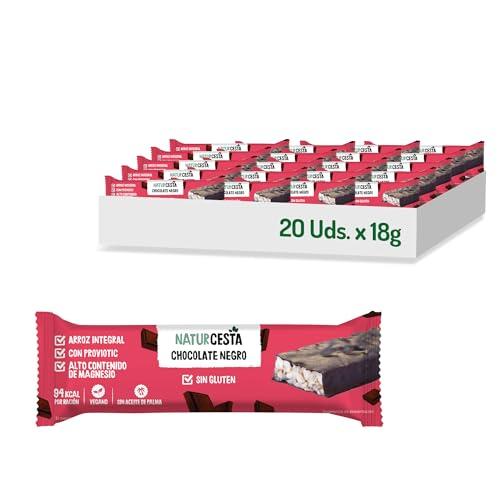 DESCUENTAZO 50% DESCUENTO NATURCESTA Pack de 20 Unidades de 18 g de Barrita de Arroz Con Chocolate Negro Sin Gluten Aptas para Veganos