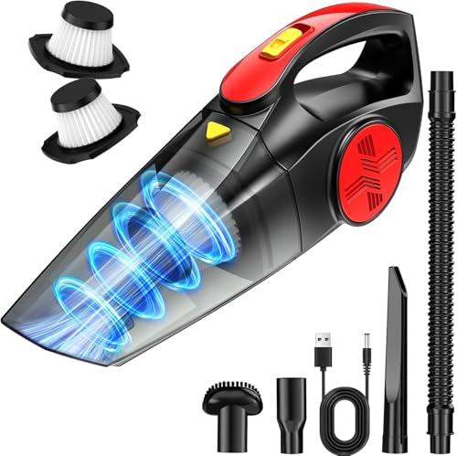 43% DESCUENTO CFEN Aspirador de Mano sin Cable Potente, Aspirador Coche Portátil 9000 Pa con Batería Recargable Dos Filtros HEPA Lavable y Reutilizable, Aspiradora de Carga Rápida 75W para Hogar Coche y Mascotas