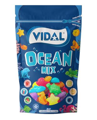 Ocean Mix 10 × 180 g – Gominolas Vidal Golosinas con formas marinas surtidas, sabores tutti frutti, formato doypack con cierre zip para fiestas y compartir