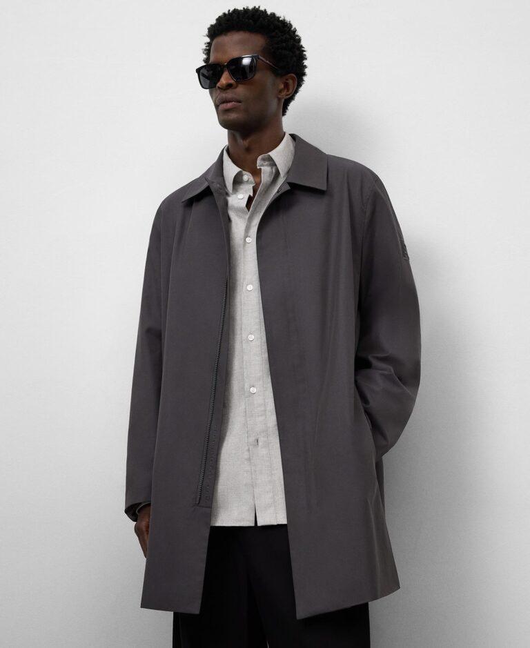 Gabardina de hombre con cuello solapa y cremallera oculta · Adolfo Dominguez · El Corte Inglés