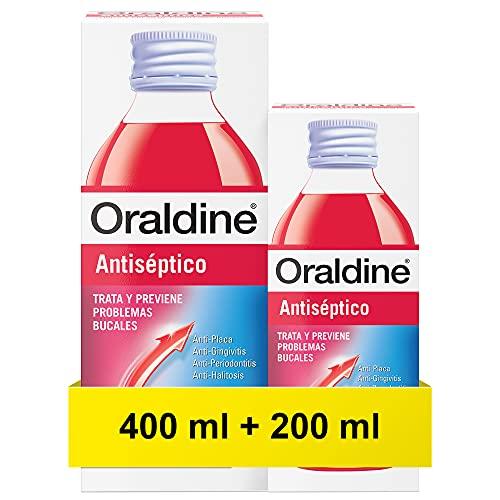 22% DESCUENTO Oraldine, Colutorio De Uso Diario Líquido, Antiséptico y Antifúngico, Previene Gingivitis y Aftas, Pack de 400 ml y 200 ml