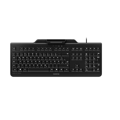 OFERTÓN SUPREMO 70% DESCUENTO Cherry KC 1000 SC, Teclado de Seguridad con Cable y Lector de Tarjetas Integrado, Distribución Alemana (QWERTZ), Plug & Play (USB A), Diseño Plano, Negro