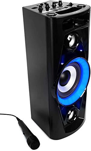 Reflexion PS07BT   Máquina móvil de sonido disco (con Bluetooth, radio, 2 x USB, entrada auxiliar, función de karaoke y batería), color negro