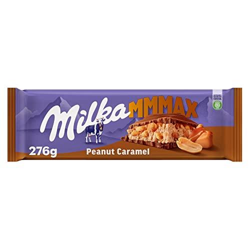 DESCUENTAZO 50% DESCUENTO Milka MMMAX Tableta Grande de Chocolate con Leche de los Alpes, Relleno de Cacahuete y Caramelo con Trozos de Cacahuete, 276 g