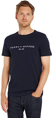 Tommy Hilfiger Camiseta de Manga Corta para Hombre Core Tommy Logo Cuello Redondo, Azul (Sky Captain), S