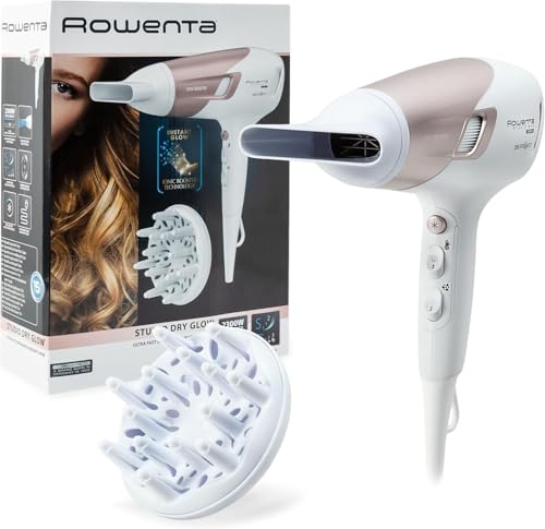 36% DESCUENTO Rowenta Studio Dry CV5830 Secador de pelo 2300 W, Tecnología Effiwatts, 6 ajustes de velocidad/temperatura, Termocontrol, generador iónico, aire frío, difusor, cable 1.8 m, Blanco