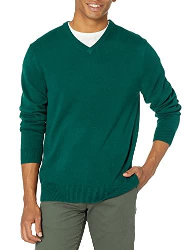 Amazon Essentials Jersey con Cuello en V (Disponible en Tallas Grandes y Altas) Hombre, Verde Oscuro, 3XL Grande