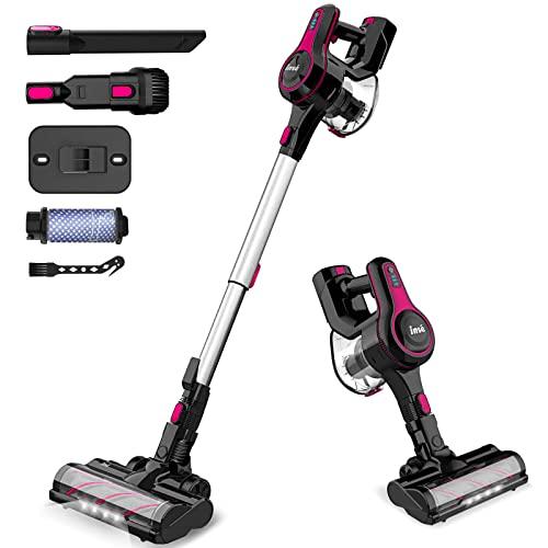 INSE Aspiradora Escoba Sin Cable, Aspirador Vertical 20000Pa 6 en 1, Autonomía hasta 45 mins, Filtración de 5 Etapas, Capacidad de Depósito de Polvo1.2L, Gran Cepillo Motorizado con Luces LED, N5R