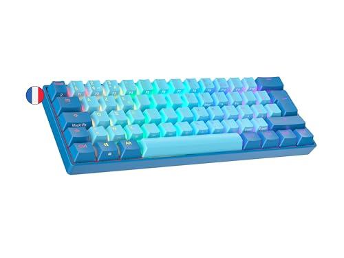 OFERTÓN SUPREMO 84% DESCUENTO Ranked N60 Nova 60% | Teclado Mecánico Hotswap | 62 Teclas LED RGB Multicolor Retroiluminadas para PC/Mac Gamer | Diseño francés AZERTY ISO FR (Azul, Gateron Pro Yellow)