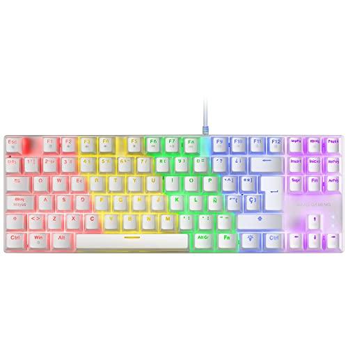 OFERTÓN SUPREMO 79% DESCUENTO Mars Gaming MK80 Blanco, Teclado Gaming Mecánico TKL FRGB, Antighosting, Switch Mecánico Rojo, Idioma Francés