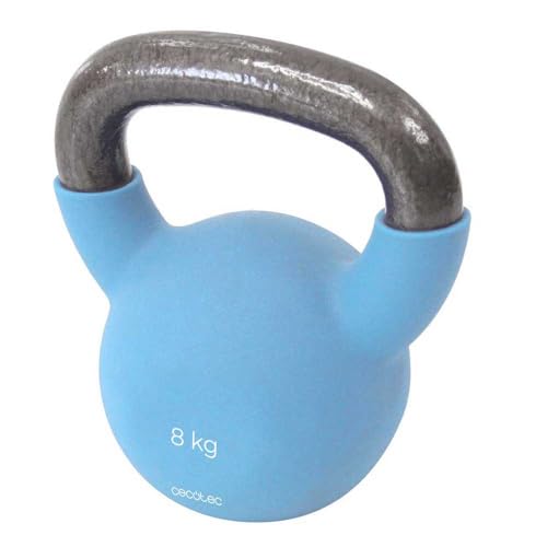 Cecotec Pesa Rusa de 8Kg Drumfit KettleBell 8000 Neo. Revestimiento de Neopreno, Hierro Fundido, Agarre Ergonómico, Diseño Estético y Fácil de Limpiar, Dimensiones 17.9×12.8x20cm