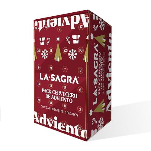 LA SAGRA   Pack Regalo Cervezas Artesanas – Formato Calendario de Adviento   (20 Cervezas de 33Cl + 4 Sorpresas)