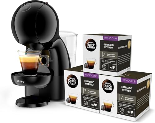 BUENA OFERTA 39% DESCUENTO Krups Nescafé Dolce Gusto Piccolo XS, Cafetera de cápsulas de 15 bares, 0,8L capacidad, Espuma Cremosa y Calentamiento Rápido en 40s, Modo eco, Color negro, Incluye 3 packs de café, KP1A3BCAS