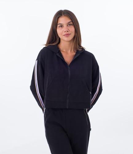 Hurley Side Stripe Hoodie Sudadera con Capucha, Negro, L para Mujer