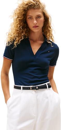 38% DESCUENTO Tommy Hilfiger Polo de Manga Corta Mujer Open Slim Fit, Azul (Dark Night Navy), XXL