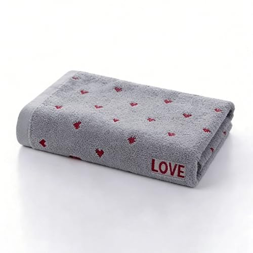 Toalla jacquard de algodón puro con patrón de corazón rojo