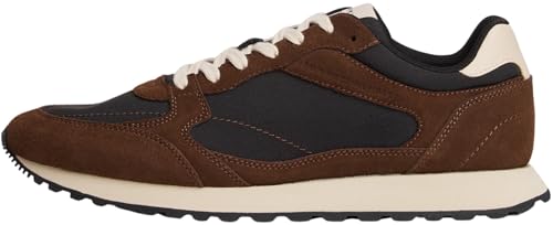 50% DESCUENTO Tommy Hilfiger Runner Sneaker Hombre New Runner Eva Mix de Ante, Multicolor (Black/Legacy Brown), 43