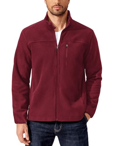 24% DESCUENTO PINSPARK Chaqueta polar para hombre, con cuello alto y cremallera completa, chaqueta de invierno para exteriores, ligera, de polar, para trekking, running y senderismo, cárdigan cálido