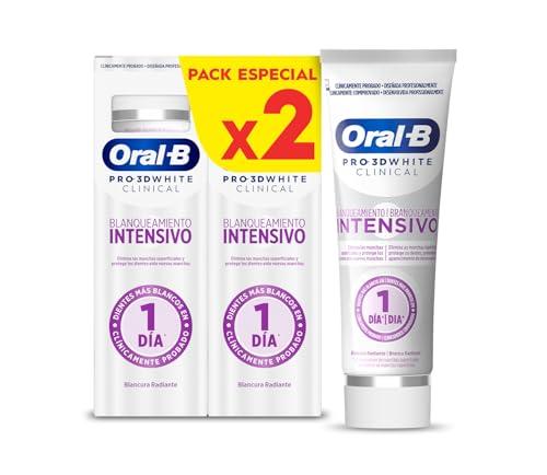 66% DESCUENTO Oral B Pro 3D White Clinical Blanqueamiento Intensivo Pasta De Dientes Blanqueadora, Elimina Las Manchas Superficiales, Dentífrico Blanqueante Con Sabor a Menta Siempreverde, 75 ml (Paquete de 2)