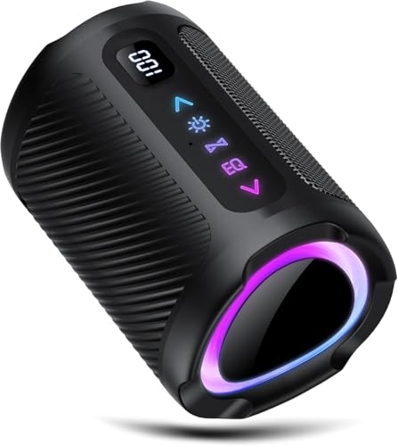 coioc Altavoz Bluetooth portátil, inalámbrico portátil, TWS un Clic de emparejamiento, Adecuado para casa/Fiesta/al Aire Libre (Negro Mate)