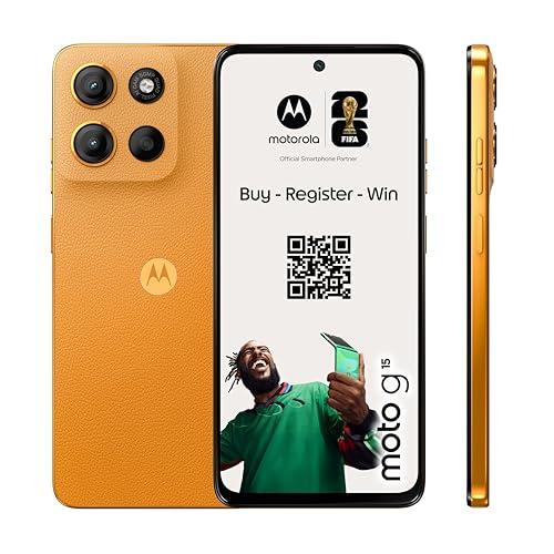 33% DESCUENTO Motorola Moto g15 24GB (8G+16GB RAM Boost)/128GB Naranja, España, Pantalla de 6.72» FHD+, Sistema de cámaras de 50 MP y Objetivo Ultra Gran Angular, Batería 5100 mAh, Carga TurboPower, Soft Luxe