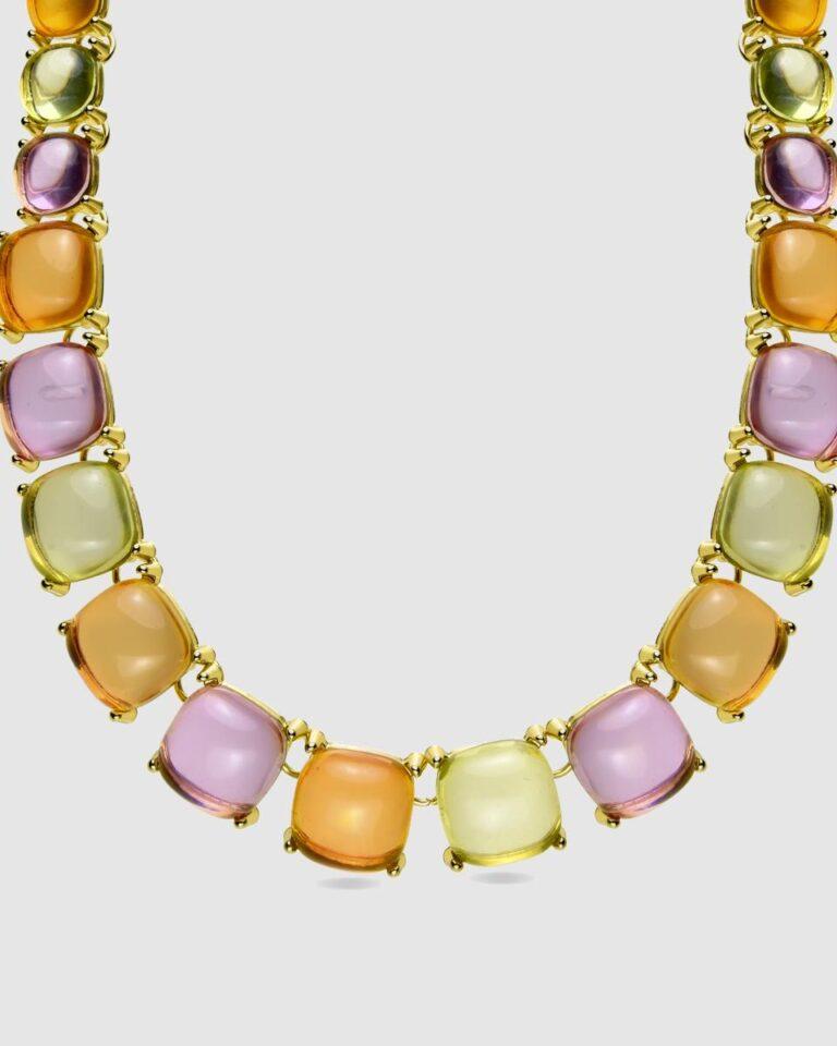 Collar Africa acabado en oro amarillo de 18k con cristal multicolor · Luxenter · El Corte Inglés