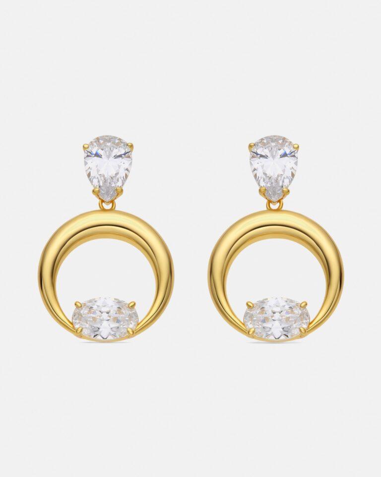 Pendientes Momentos Para Brillar de plata acabados en oro de 18k con circonita brillante · Luxenter · El Corte Inglés