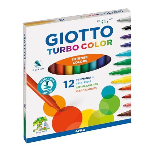 60% DESCUENTO GIOTTO Turbocolor, Rotuladores, Punta Fina, Punta 2.8mm, Colores Surtidos, 12 unidades