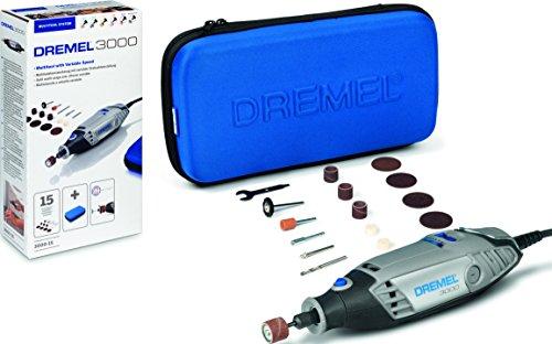 32% DESCUENTO Dremel 3000   Multiherramienta 130 W, kit con 15 accesorios y estuche, velocidad variable 10.000 33.000 rpm para tallar, grabar, fresar, amolar, limpiar, pulir, cortar y lijar (Versión Español)