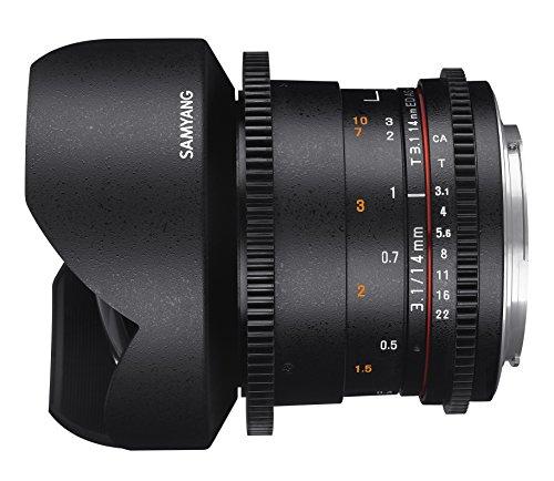 Samyang F1312609101   Objetivo para vídeo VDSLR para Micro Cuatro Tercios (Distancia Focal Fija 14mm, Apertura T3.1 22 ED AS IF UMC II), Negro