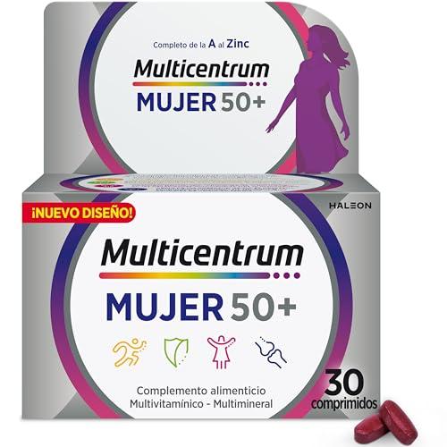 37% DESCUENTO Multicentrum Mujer 50+ Complemento Alimenticio Multivitamínico y Multimineral para Mujeres 50+, Con Vitamina C y Zinc; Postmenopausia, Sin Gluten, 30 Comprimidos