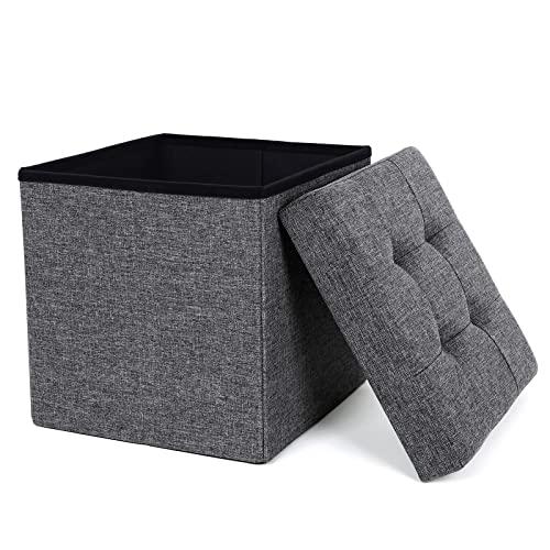 27% DESCUENTO SONGMICS LSF27Z Taburete con Espacio de Almacenamiento, Color Gris Oscuro, 38 x 38 x 38 cm