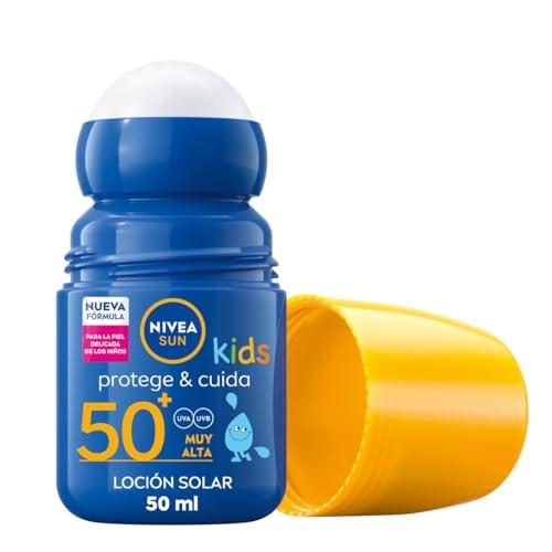 NIVEA SUN Protege & Cuida Kids   Roll On FP50+   Protector Solar Infantil   Protección UVA/UVB Muy Alta   Resistente al Agua   Aplicación Fácil   Para Niños desde 3 años   Piel Delicada   50 ml