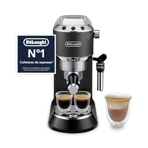 34% DESCUENTO De’Longhi Dedica   Cafetera de Bomba de Acero Inoxidable para Café Molido o Monodosis, Cafetera para Espresso y Cappuccino, Depósito de 1.3 Litros, Sistema Anti goteo, EC685.BK, Negro