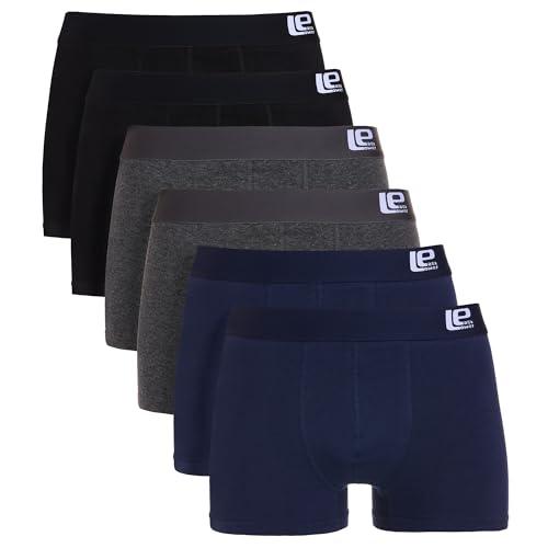 29% DESCUENTO Lower East LE159, Calzoncillos Bóxer Retro para Hombre, Black/Anthracite/Dark Blue, M, Paquete de 6