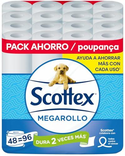 BUENA OFERTA 38% DESCUENTO Scottex Papel Higiénico Megarollo (Doble rollo) 48 rollos equivalen a 96 rollos regulares   (4 packs de 12 rollos)