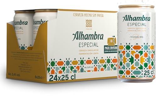 BUENA OFERTA 27% DESCUENTO Alhambra Especial, Pack 24 Latas x 25 cl, Cerveza Especial de Fermentación Lenta, 5.4% Volumen Alcohol