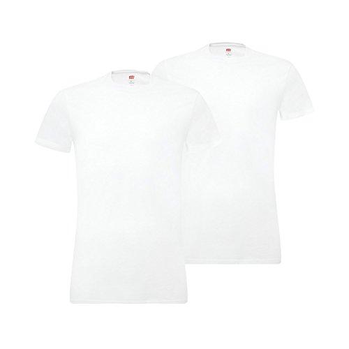 49% DESCUENTO Levi’s Levis Men Solid Crew 2p T Shirt, Blanco (White 300), M (Pack de 2) para Hombre
