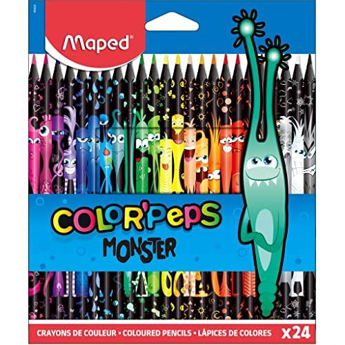 Maped   Pinturas de Madera   Lápices Monster de Colores   12 Pinturas de Colores Decoradas con Diseño Lúdico   Minas Blandas y Ultra Resistentes   Agarre Ergonómico   Fáciles de Afilar