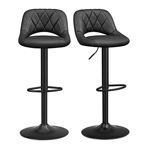 30% DESCUENTO SONGMICS Taburete de Bar, Juego de 2, Sillas de Cocina con Marco de Metal Estable y Cubierta de Cuero Sintético, Reposapiés, Altura de Asiento Ajustable, Fácil Montaje, Vintage, Antracita LJB072B01