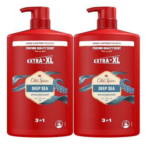 29% DESCUENTO Old Spice Deep Sea Gel De Ducha Y Champú Para Hombres 2x1000ml, Gel Para Cara, Cuerpo Y Pelo 3 En 1 Multiusos, Frescura Duradera, Fragancia Excepcional, Limpieza Profunda