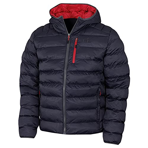 Calvin Klein Hombre San Gabriel Tejido Jacquard Acolchado   Armada/Rojo   L