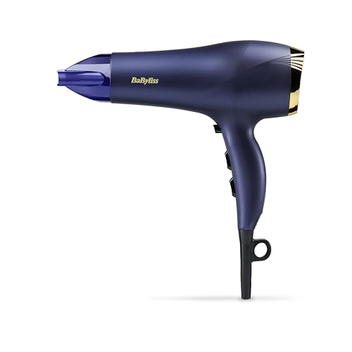 62% DESCUENTO BaByliss Secador de Pelo Midnight Luxe   Potente Secador 2300 W, Control iónico antiencrespamiento, Secado Rápido, Profesional y Ligero, Compacto, 3 ajustes de calor y 2 velocidades, Azul, 5781PE