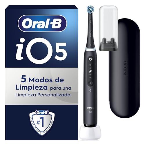 45% DESCUENTO Oral B iO 5N Cepillo de Dientes Eléctrico Negro Con Mango Recargable, 1 Cabezal y Estuche De Viaje, 5 Modos De Cepillado Con Blanqueamiento Dental, Sensor De Presión, Diseñado por Braun