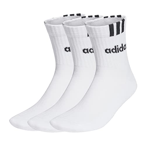 30% DESCUENTO adidas Unisex adulto 3 Stripes Linear Half Crew Cushioned Socks 3 Pairs, White / Black, 42 45